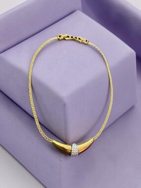 D’Orlan Gold-Plated Vintage Necklace with Crystal Accent